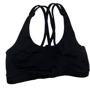 Lululemon athletica black multi strap sports jogging yoga bra 6 asnew
